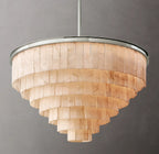 44 Inch Alabaster Tiered Chandelier - Glace