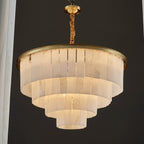 24 Inch Alabaster Tiered Chandelier - Glace
