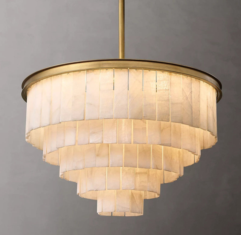 32 Inch Alabaster Tiered Chandelier - Glace