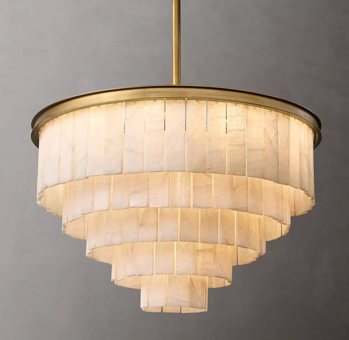 32 Inch Alabaster Tiered Chandelier - Glace