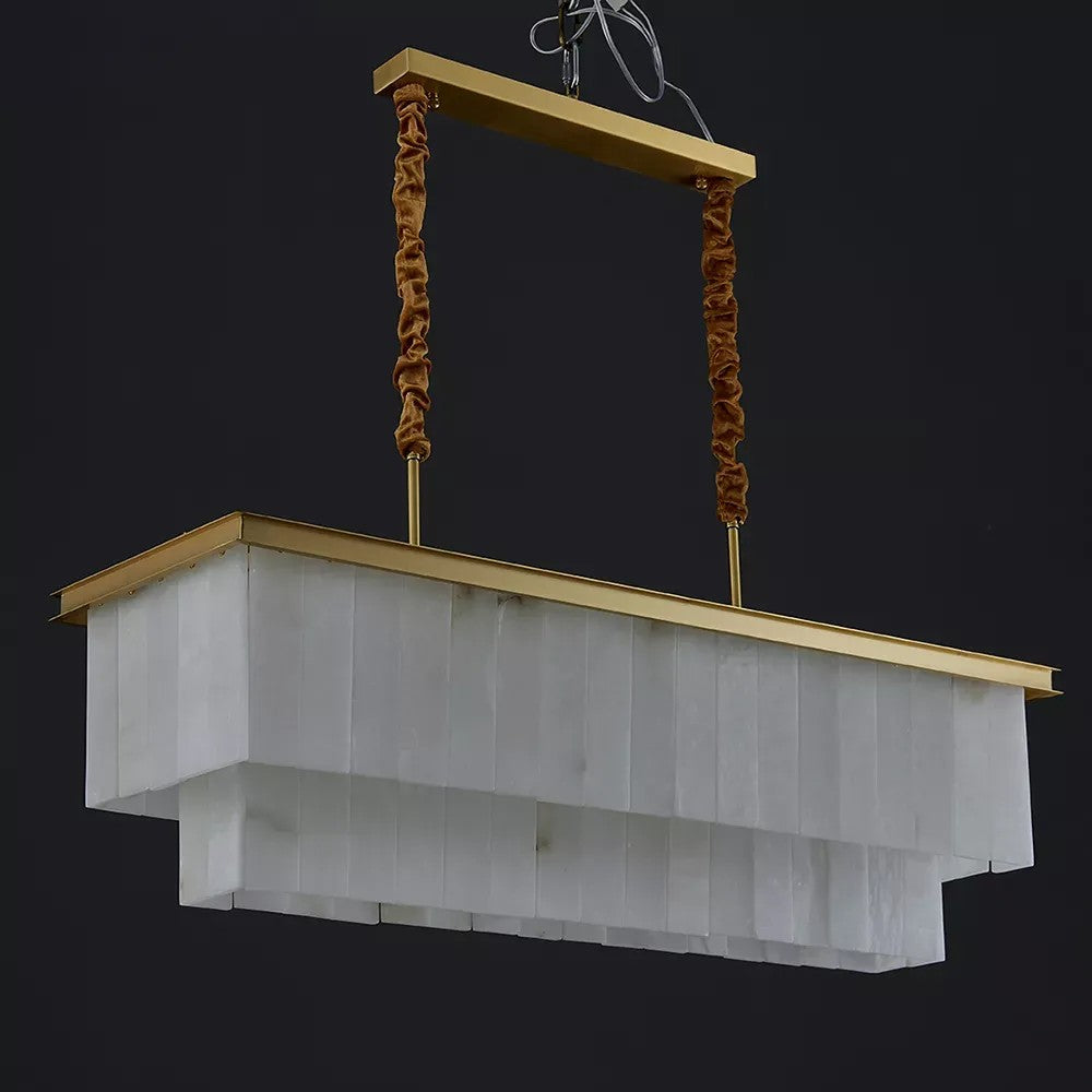 124 cm Alabaster Rectangular Chandelier - Glace