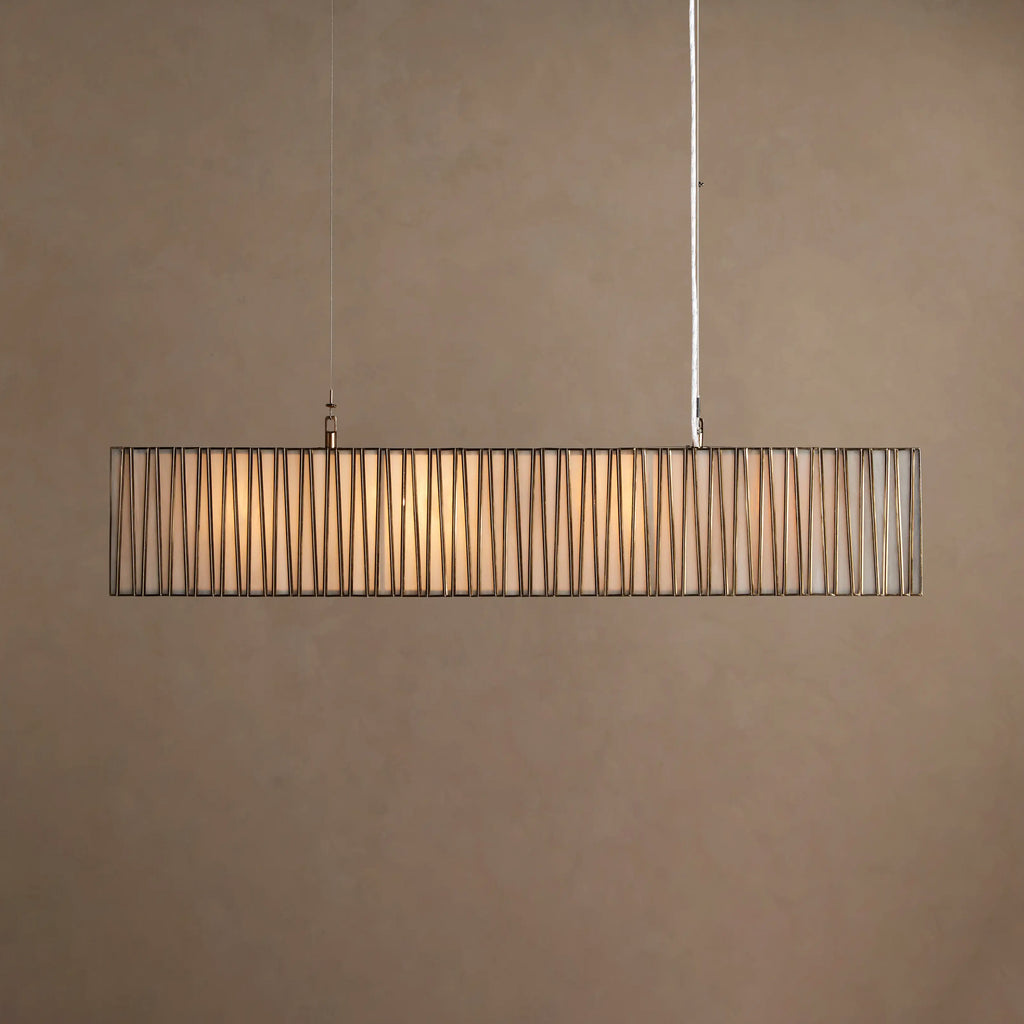 124 cm White Glass Rectangular Chandelier - Jeunet