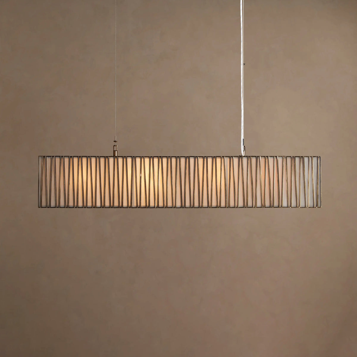 124 cm White Glass Rectangular Chandelier - Jeunet