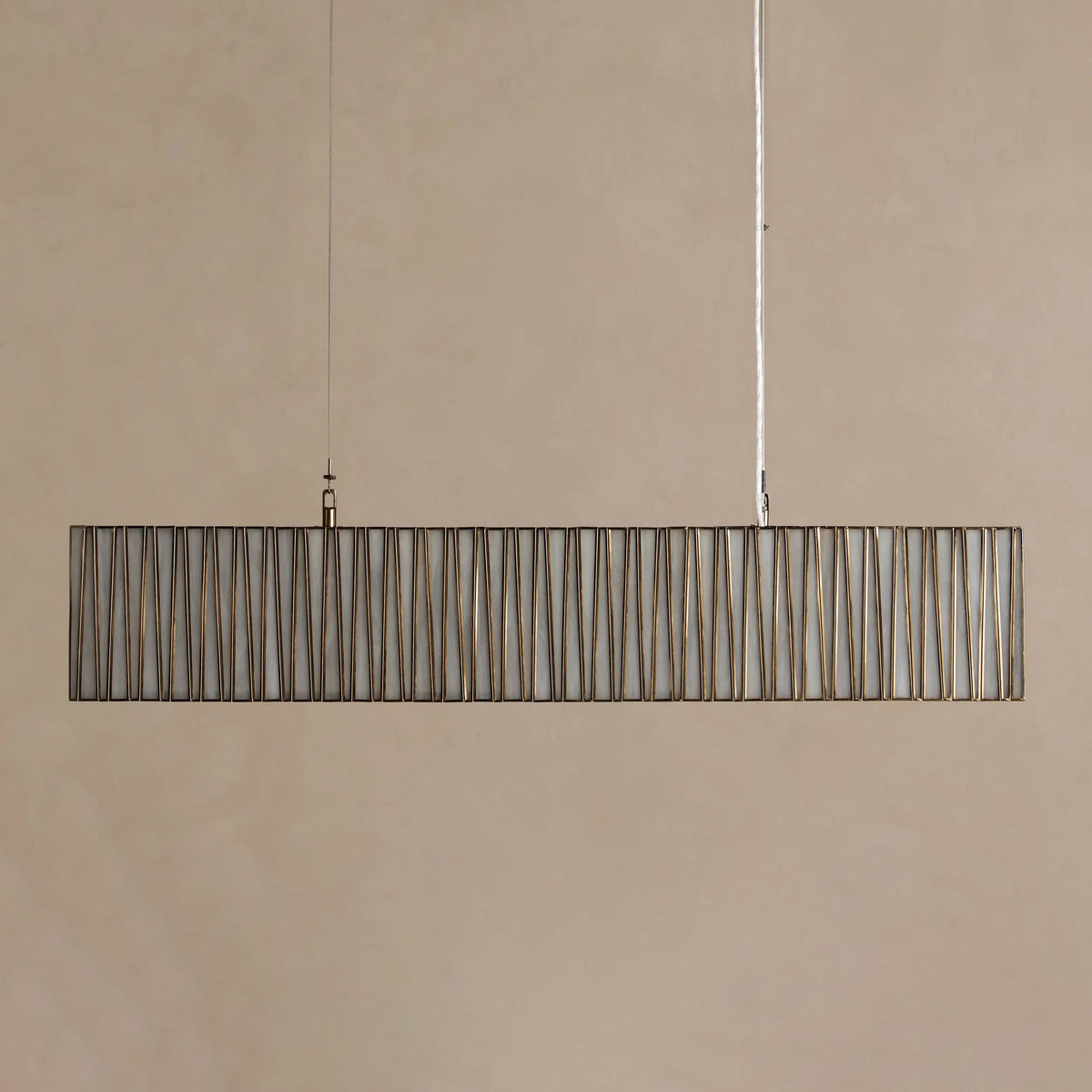 124 cm White Glass Rectangular Chandelier - Jeunet