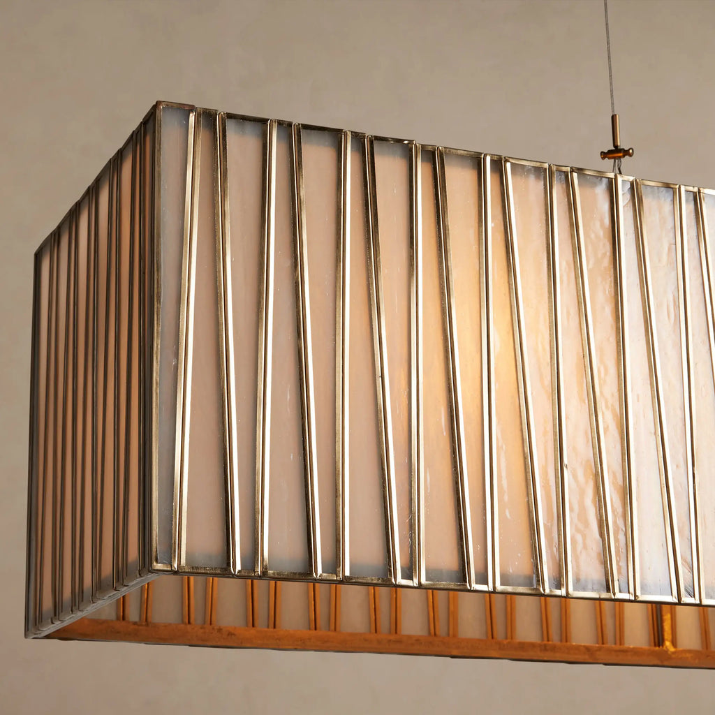 124 cm White Glass Rectangular Chandelier - Jeunet