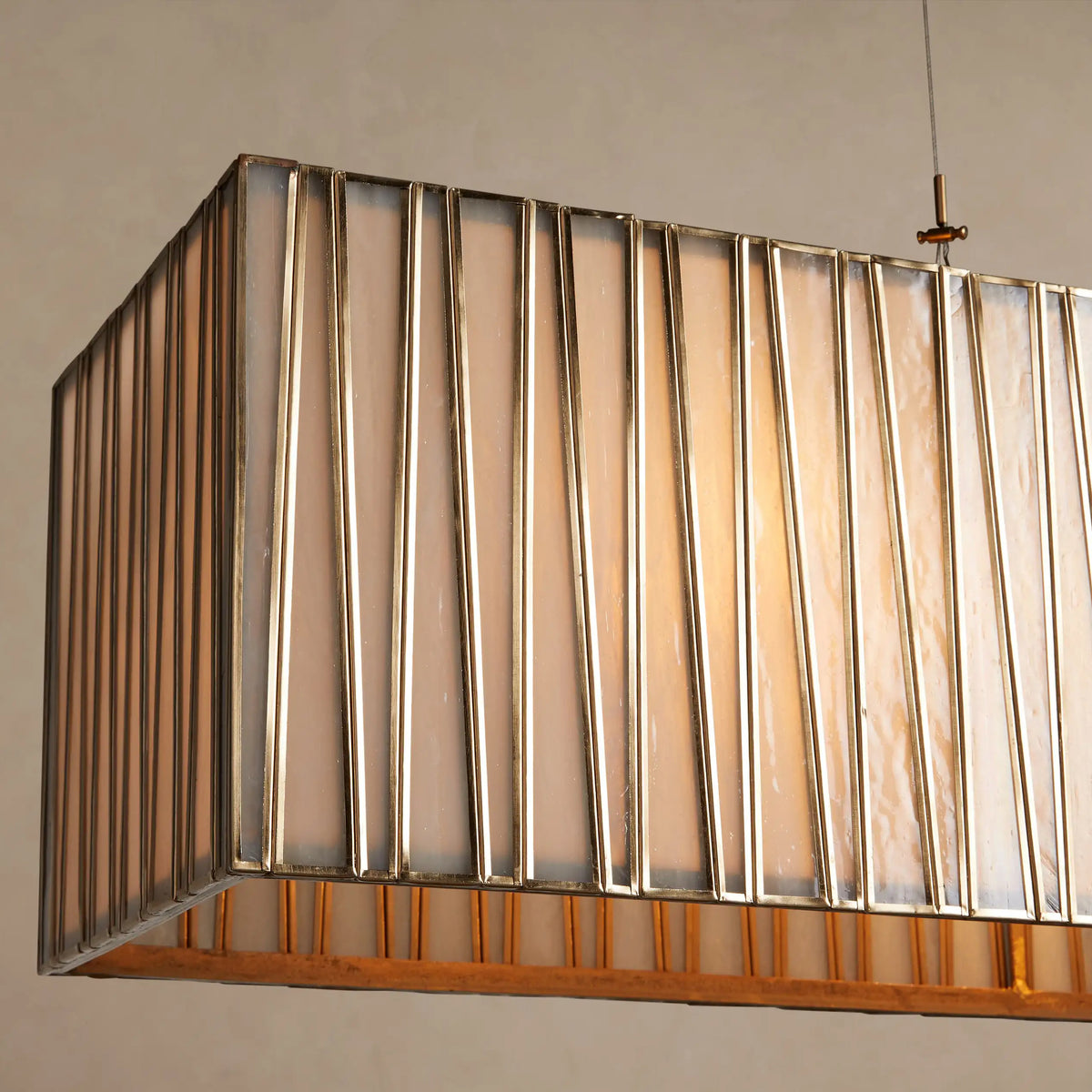 124 cm White Glass Rectangular Chandelier - Jeunet