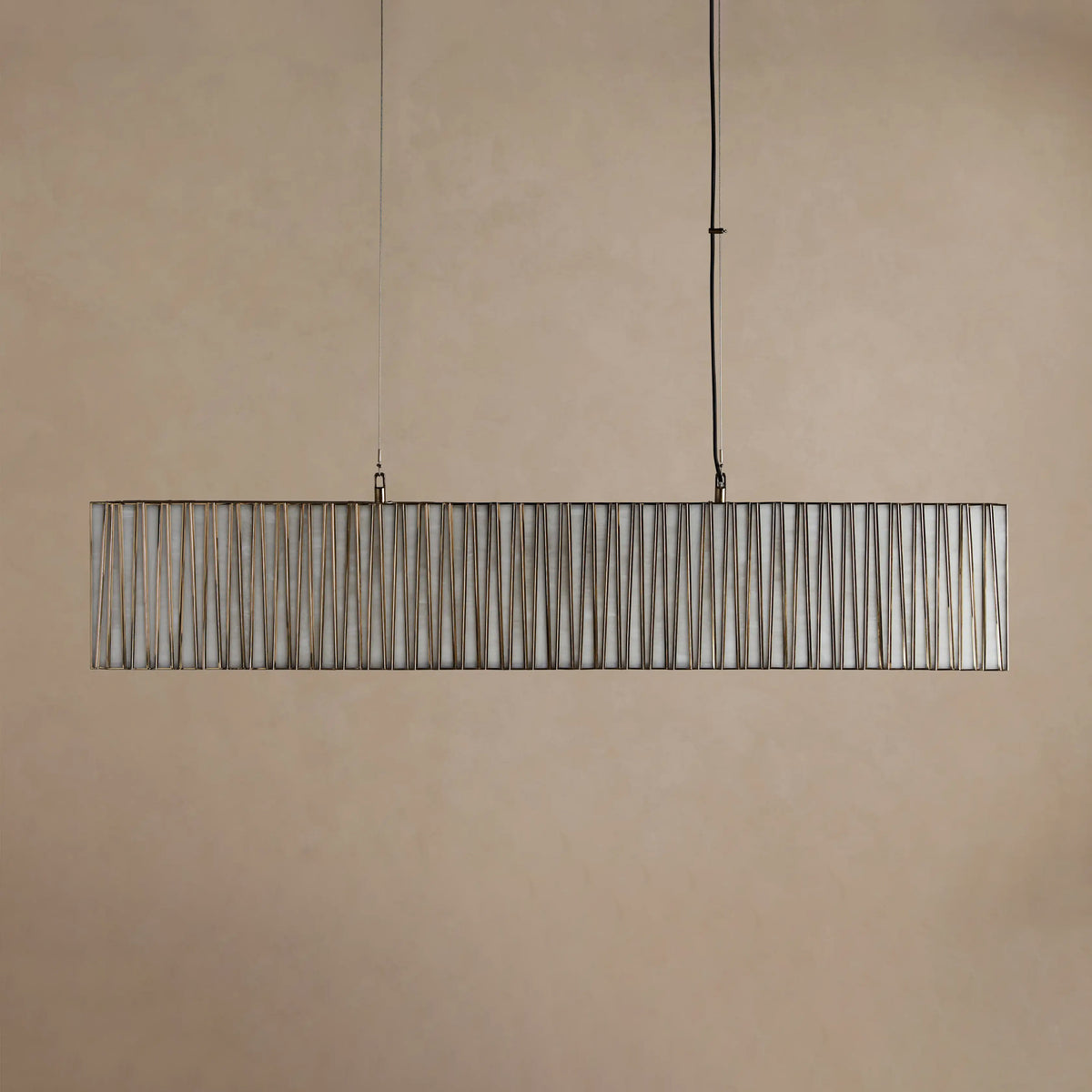 152 cm White Glass Rectangular Chandelier - Jeunet