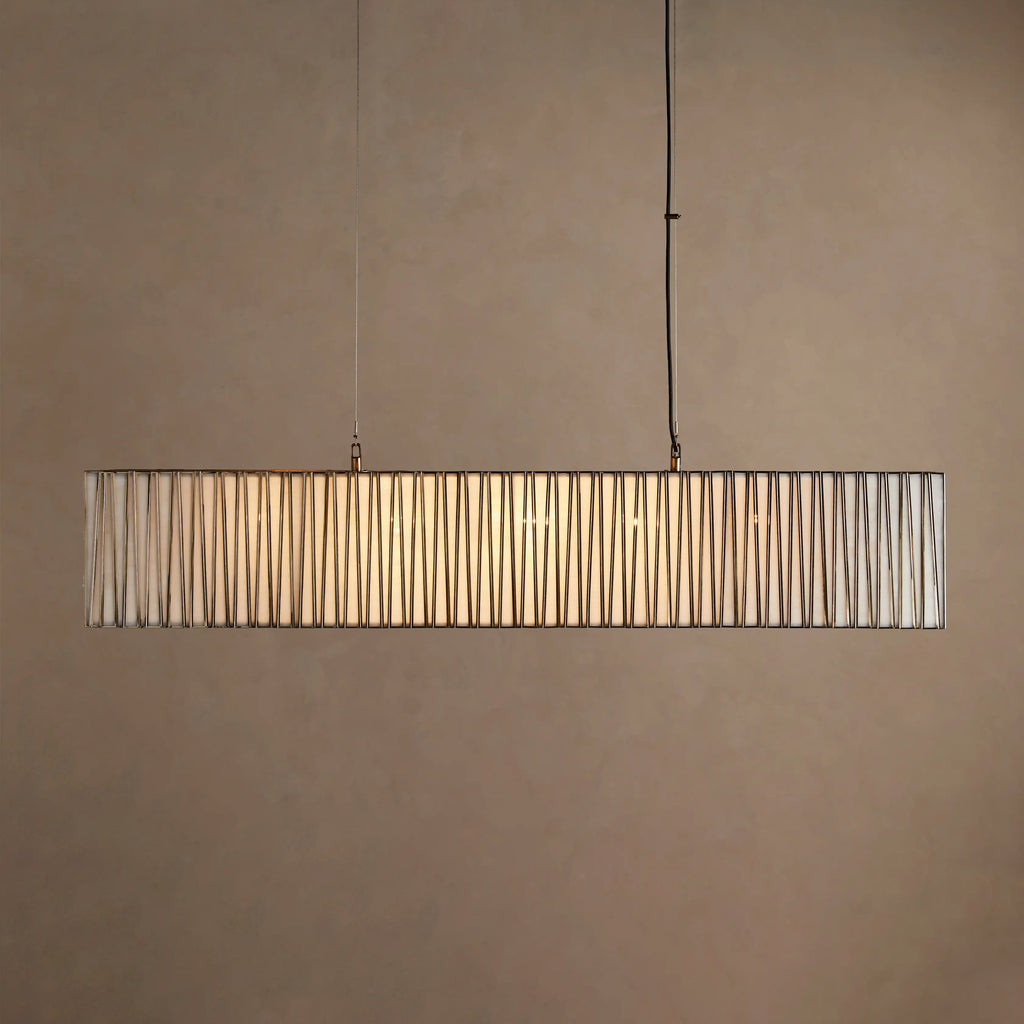 152 cm White Glass Rectangular Chandelier - Jeunet