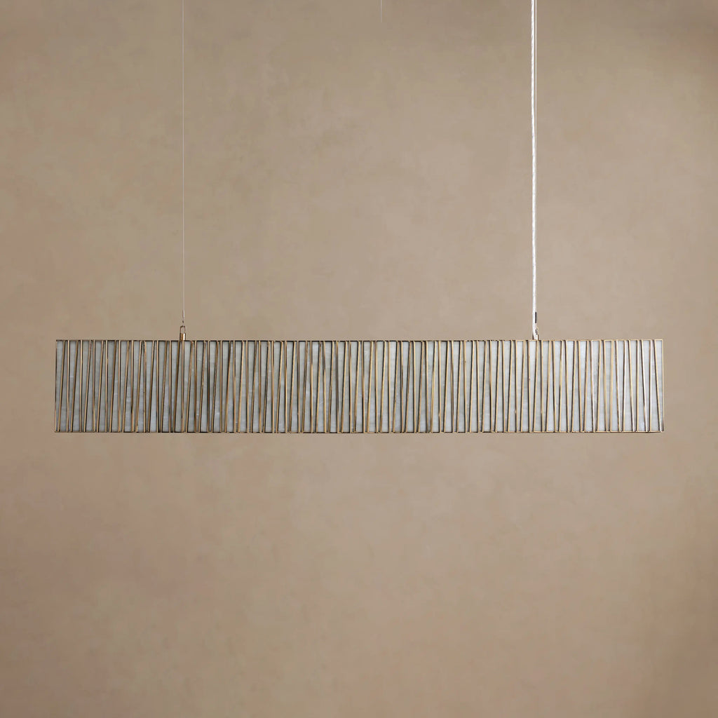 183 cm White Glass Rectangular Chandelier - Jeunet