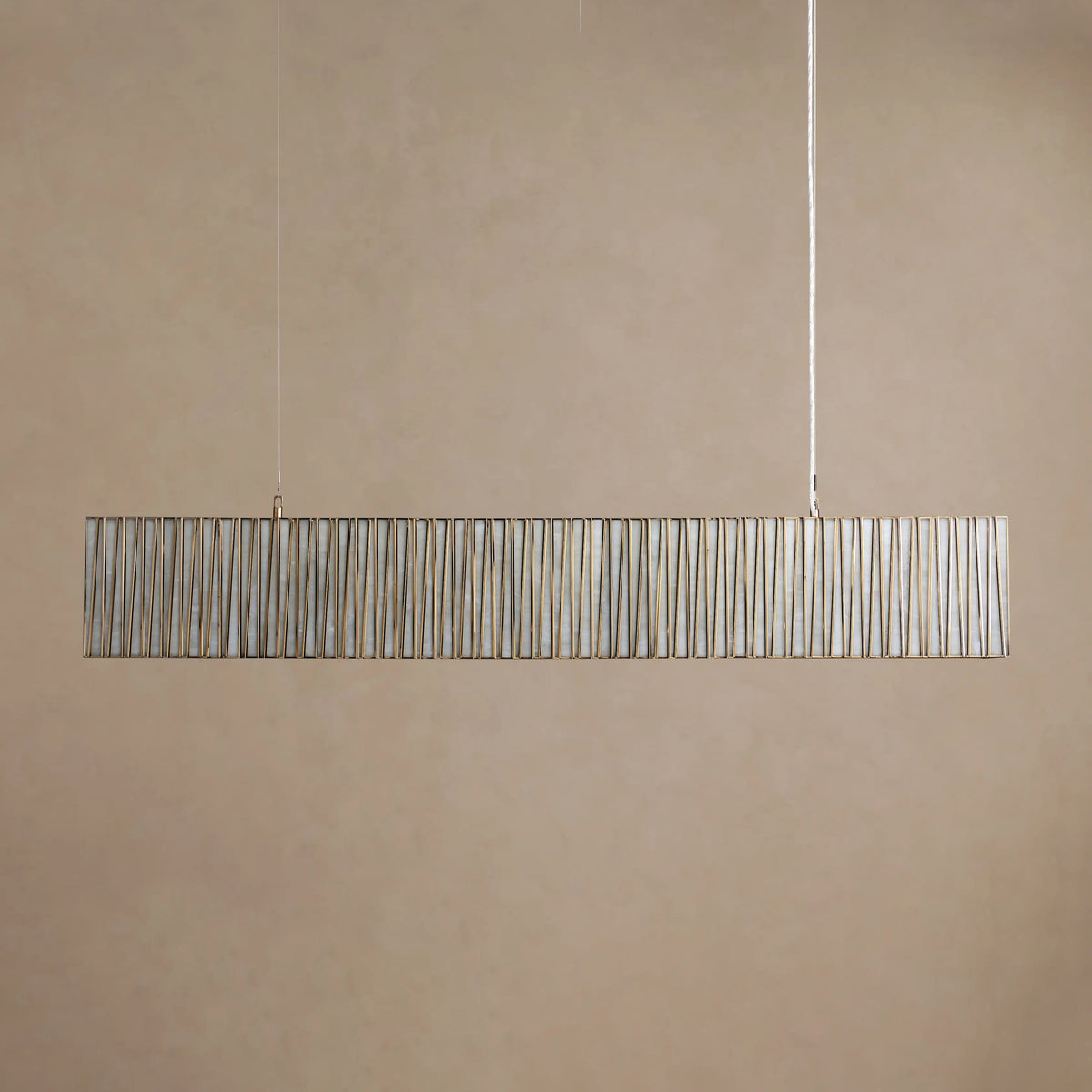 183 cm White Glass Rectangular Chandelier - Jeunet