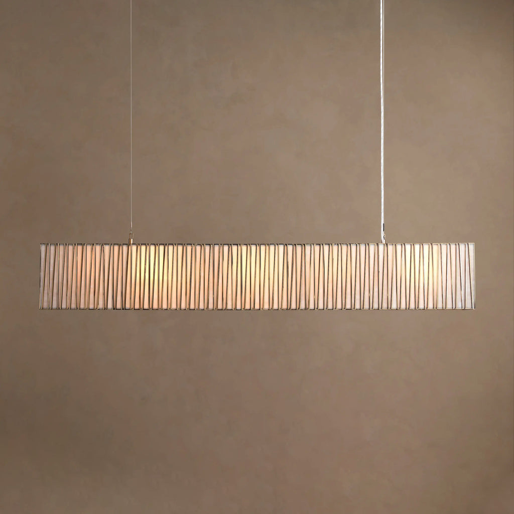 183 cm White Glass Rectangular Chandelier - Jeunet