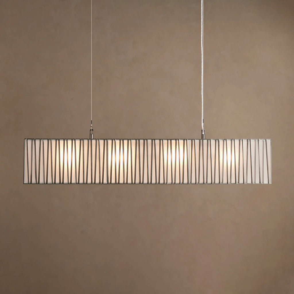 124 cm White Glass Rectangular Chandelier - Jeunet