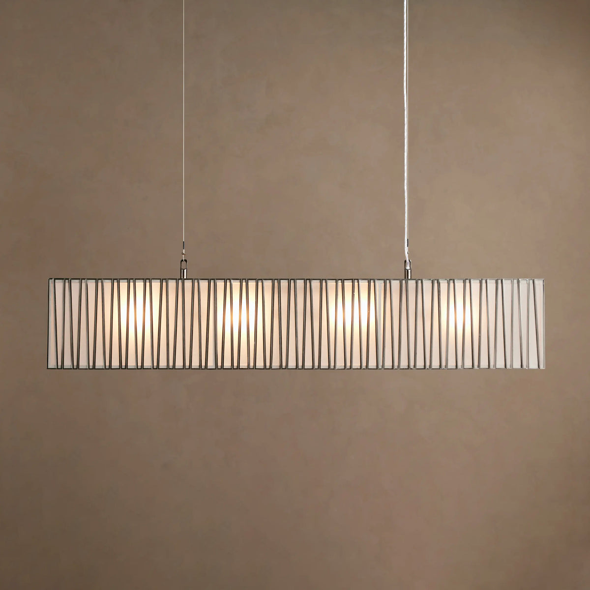 124 cm White Glass Rectangular Chandelier - Jeunet