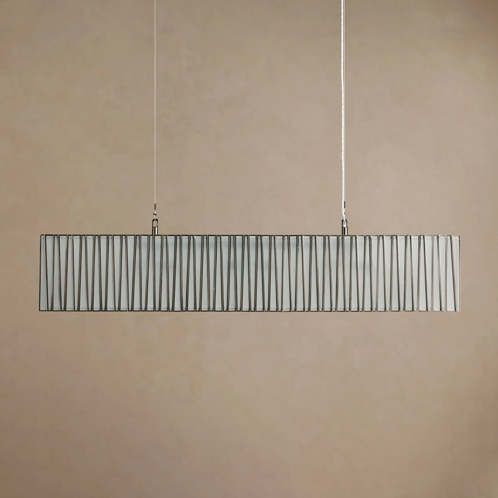 124 cm White Glass Rectangular Chandelier - Jeunet
