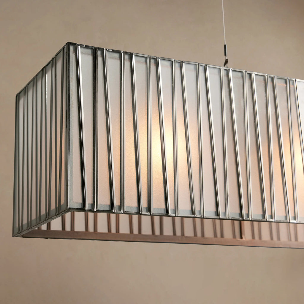 124 cm White Glass Rectangular Chandelier - Jeunet