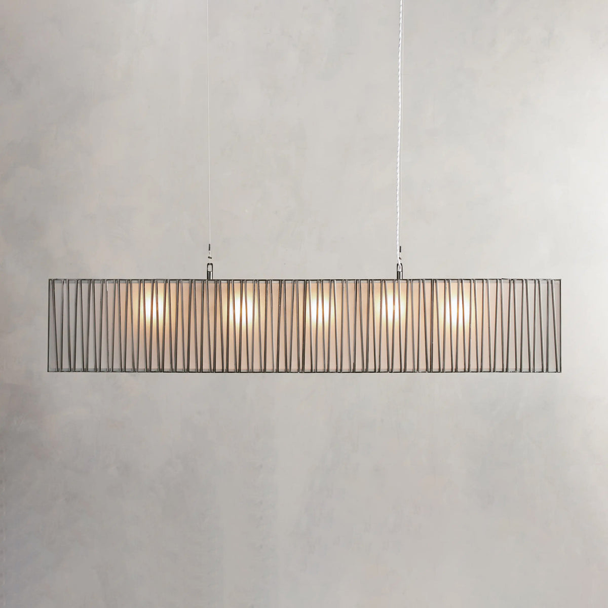 152 cm White Glass Rectangular Chandelier - Jeunet