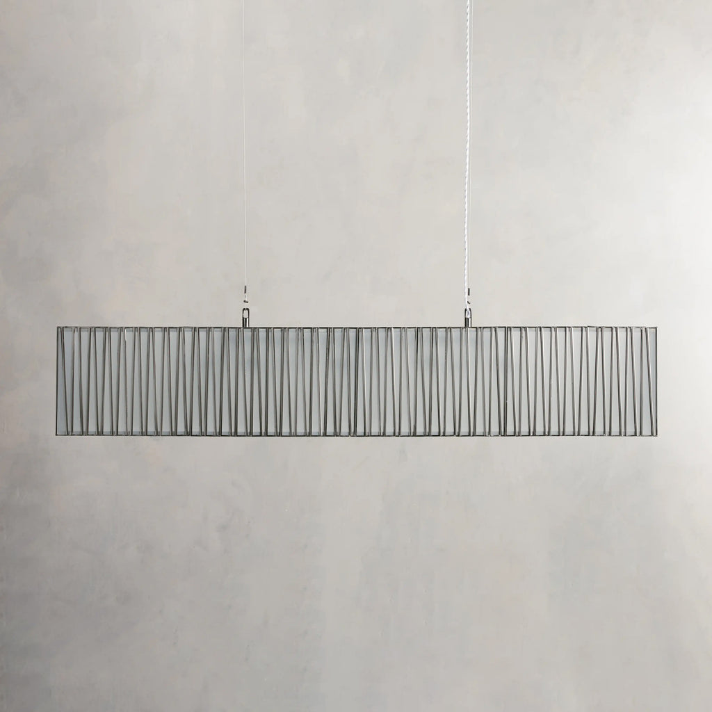 152 cm White Glass Rectangular Chandelier - Jeunet