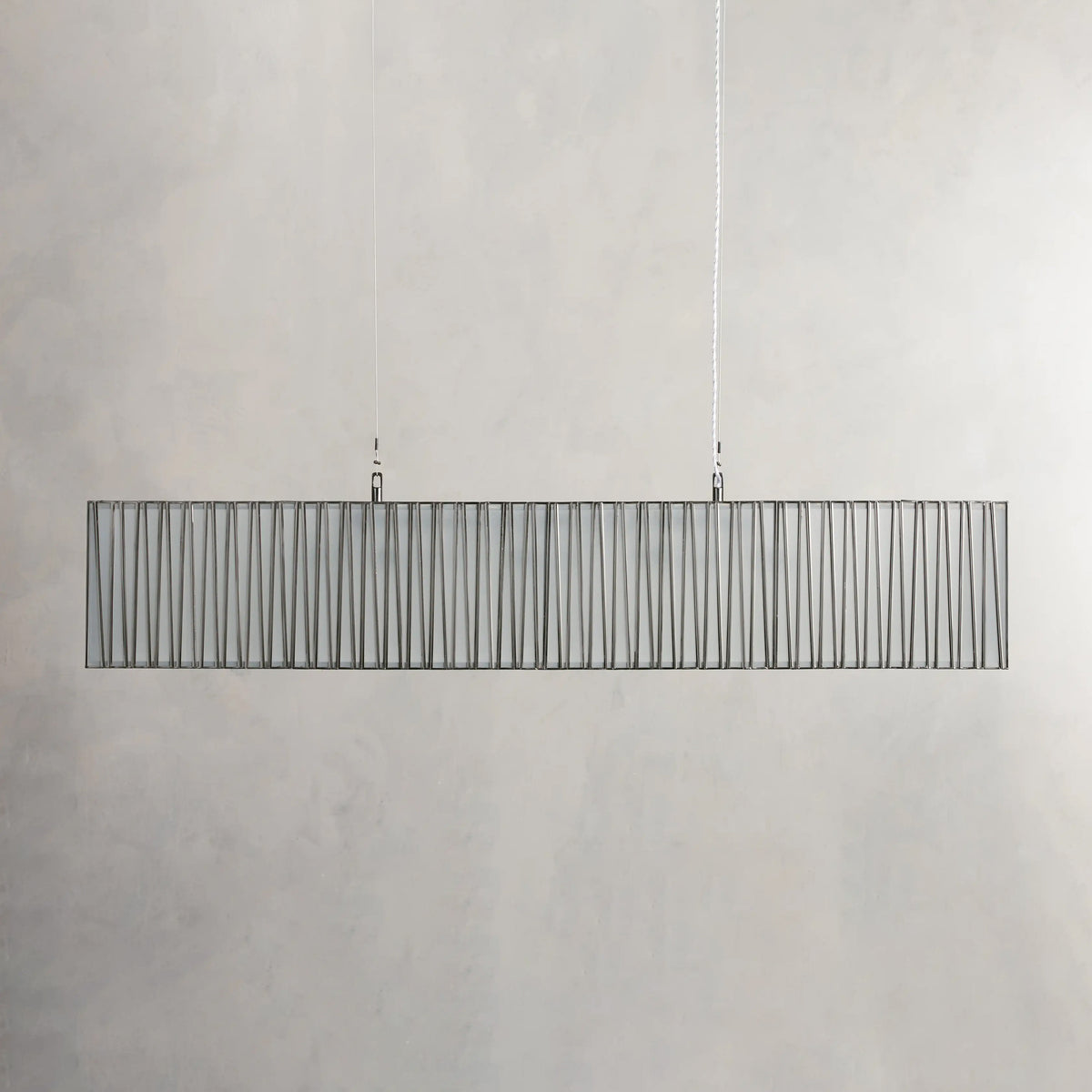 152 cm White Glass Rectangular Chandelier - Jeunet