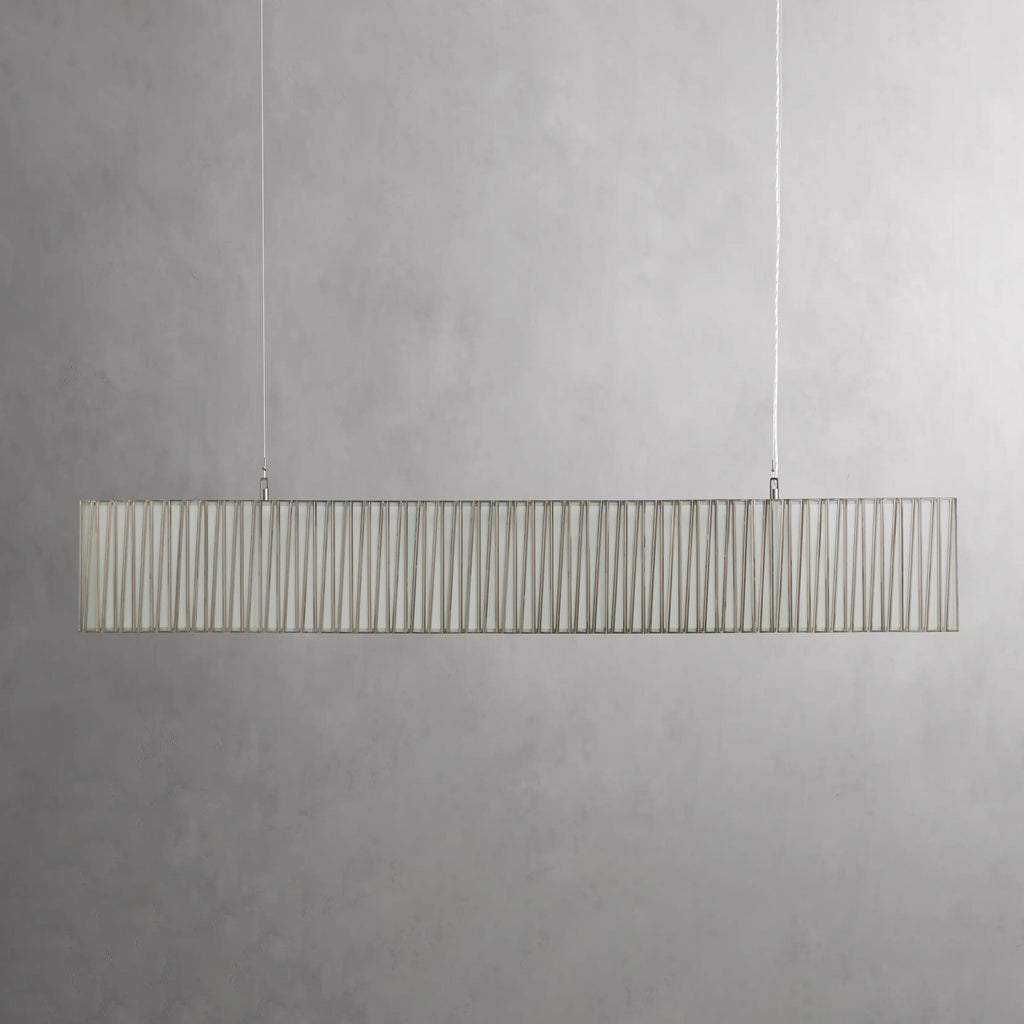 183 cm White Glass Rectangular Chandelier - Jeunet