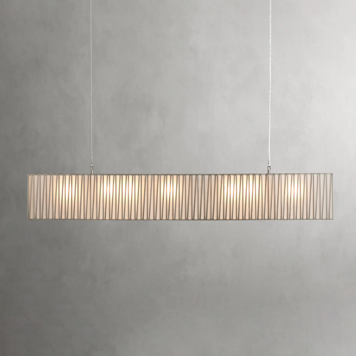 183 cm White Glass Rectangular Chandelier - Jeunet