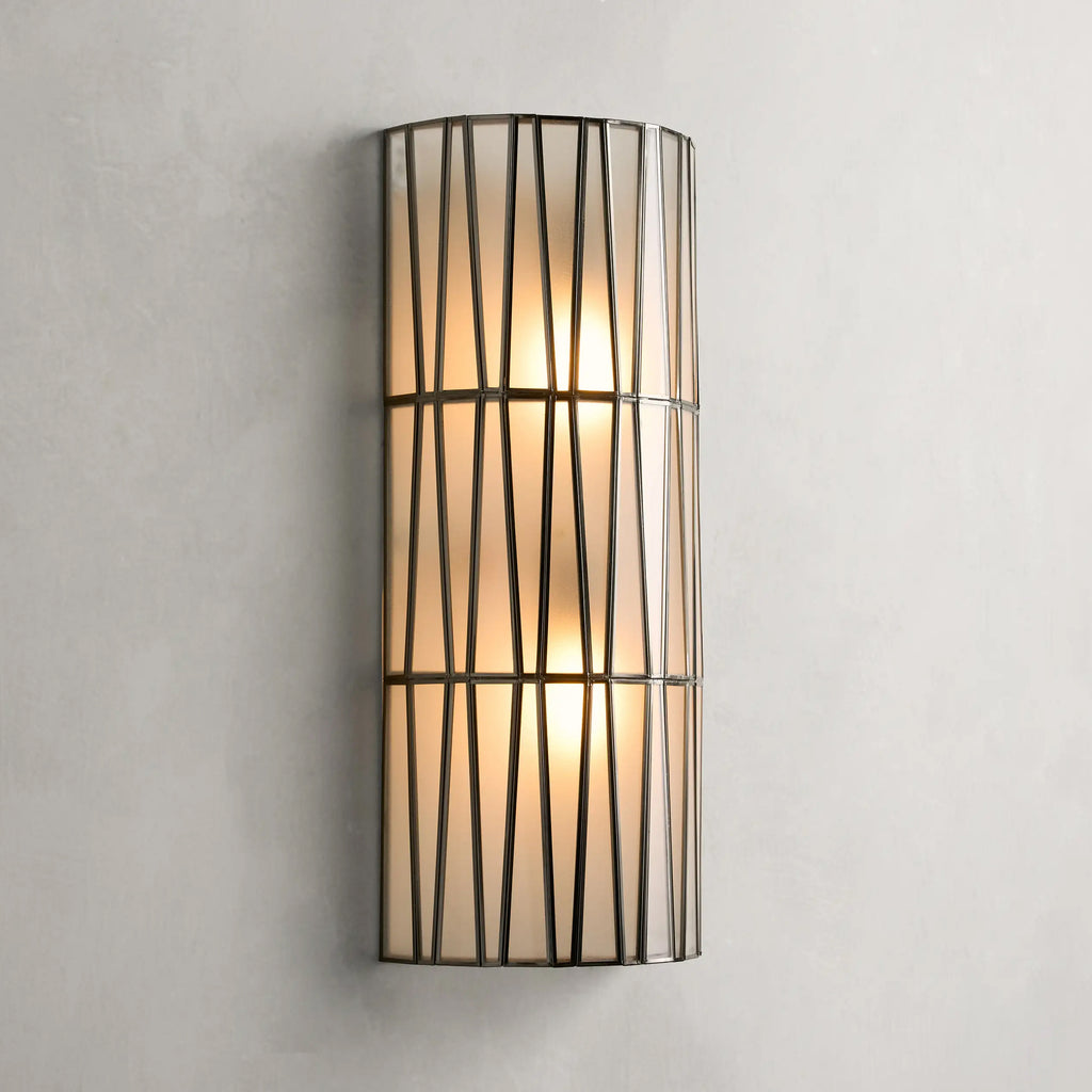 24 Inch White Glass Half Cylinder Sconce - Jeunet
