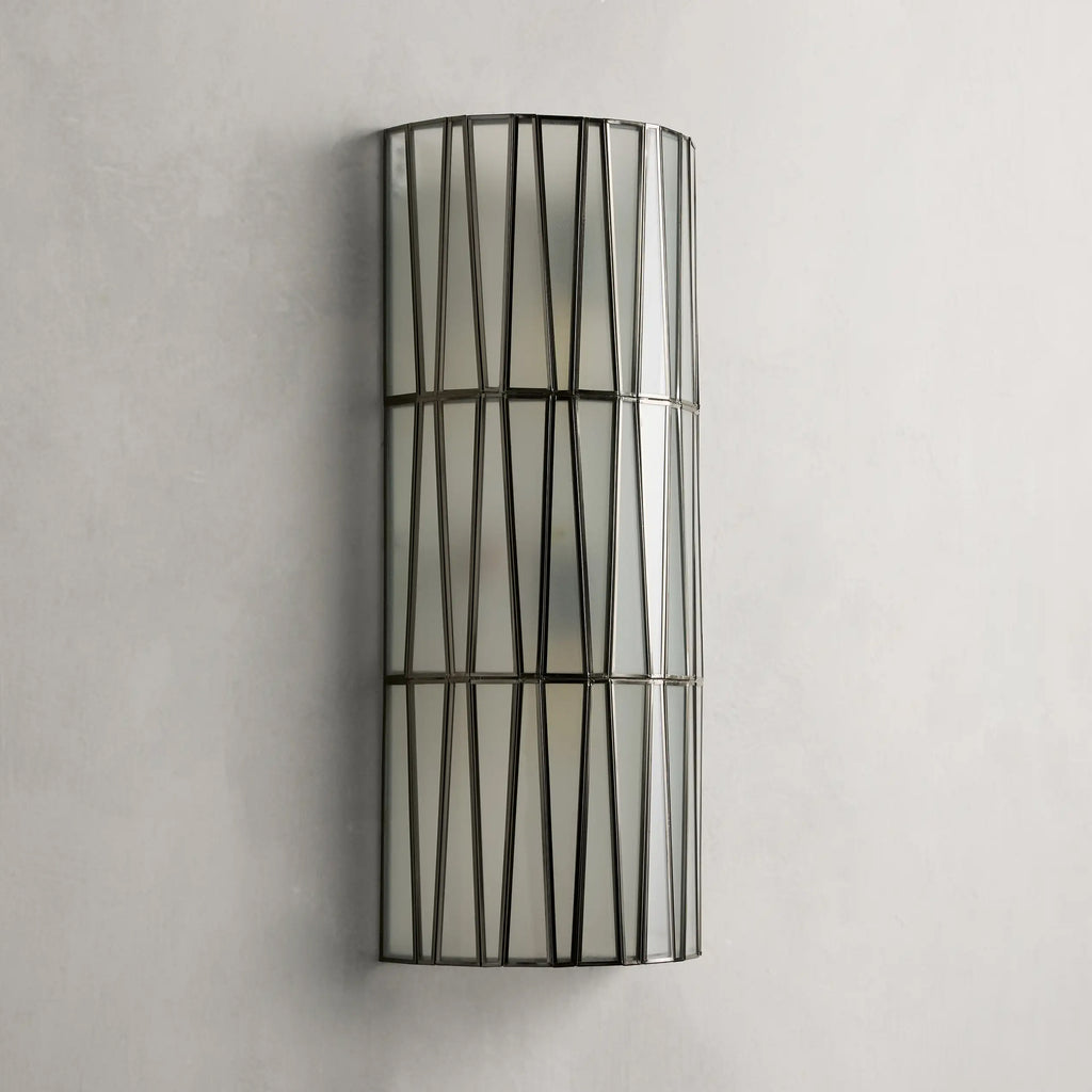 24 Inch White Glass Half Cylinder Sconce - Jeunet