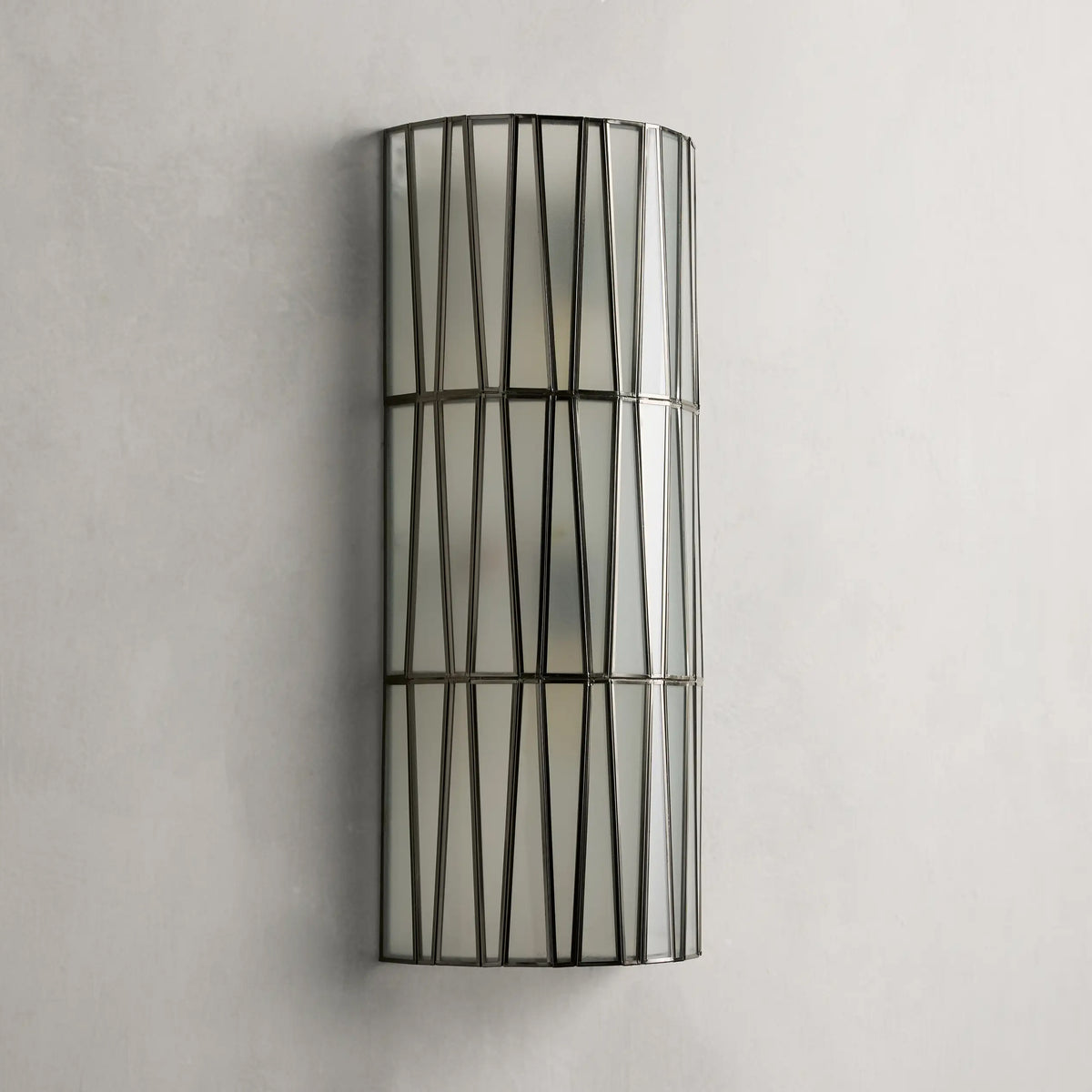 Applique demi-cylindrique en verre blanc de 61 cm - Jeunet