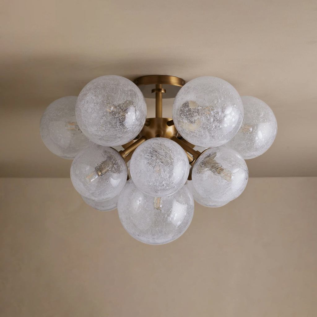 22 Inch Seeded Glass Globe Flush Mount - Mandoza