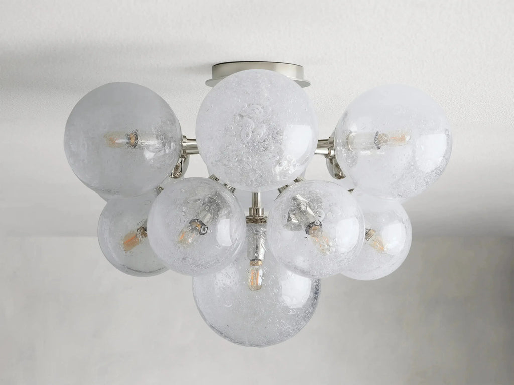 22 Inch Seeded Glass Globe Flush Mount - Mandoza
