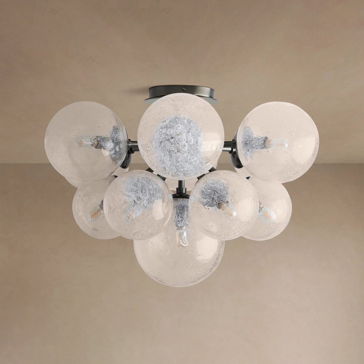 Plafonnier encastré avec globe en verre grainé de 56 cm – Mandoza