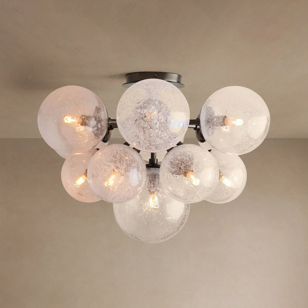 22 Inch Seeded Glass Globe Flush Mount - Mandoza