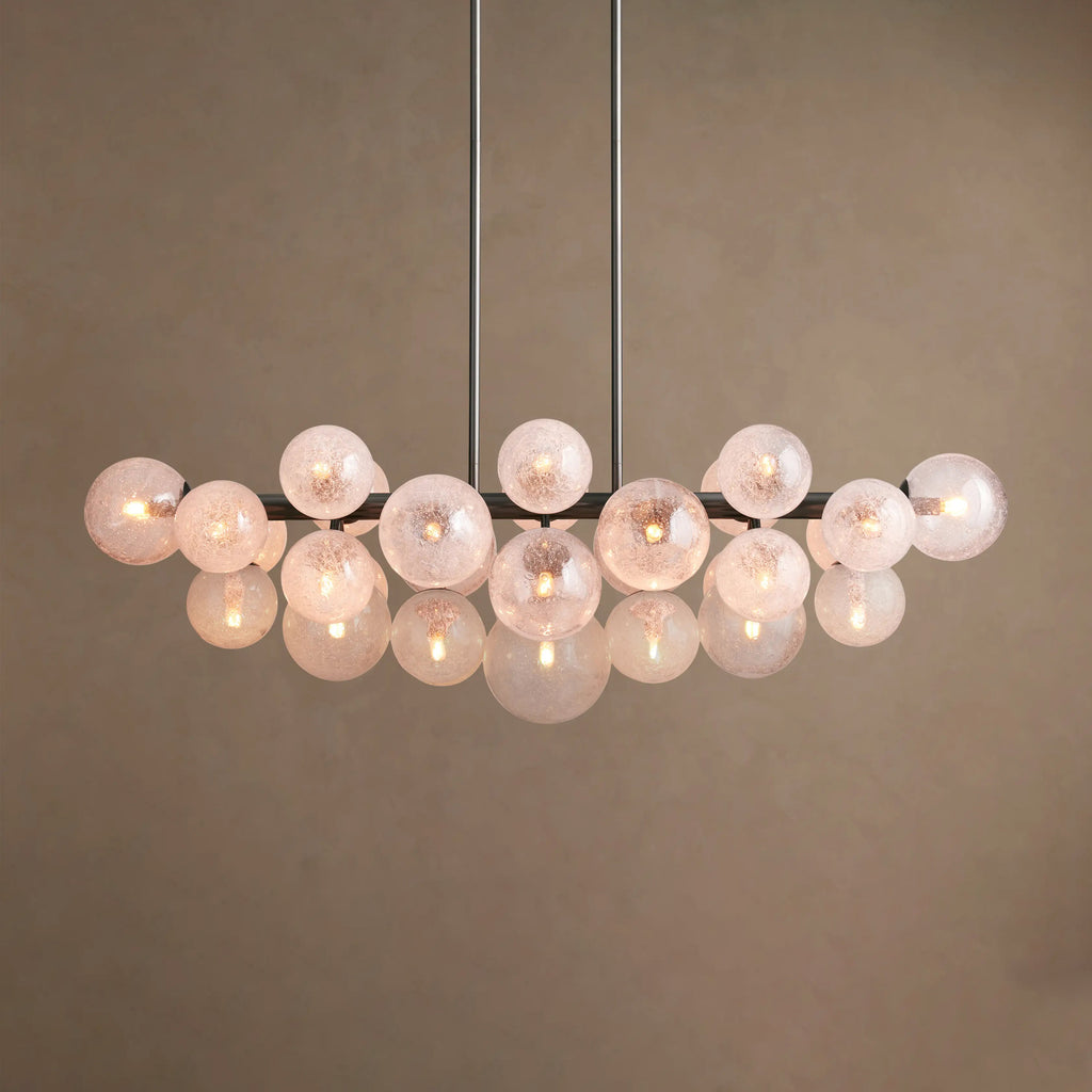 130 cm Seeded Glass Globe Linear Chandelier - Mandoza