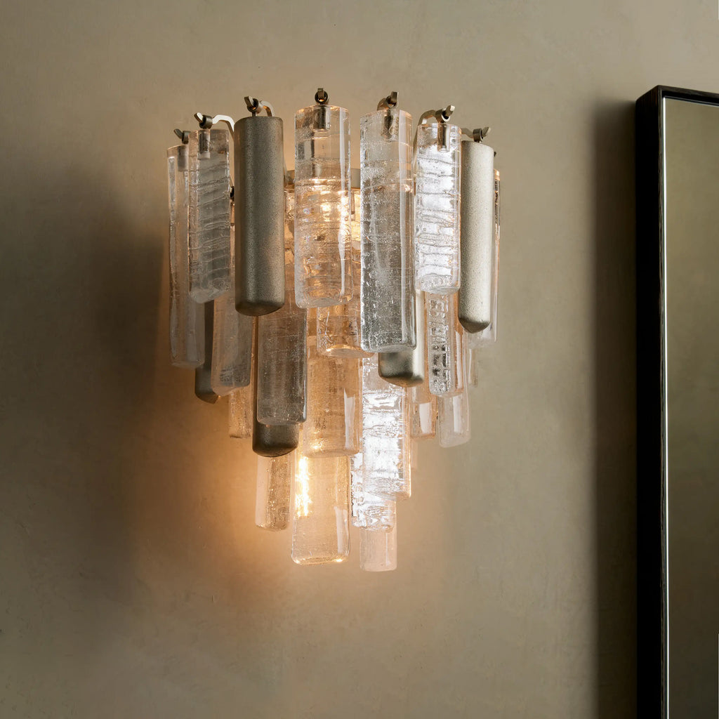 10 Inch Seeded Glass Rod Sconce - Neve