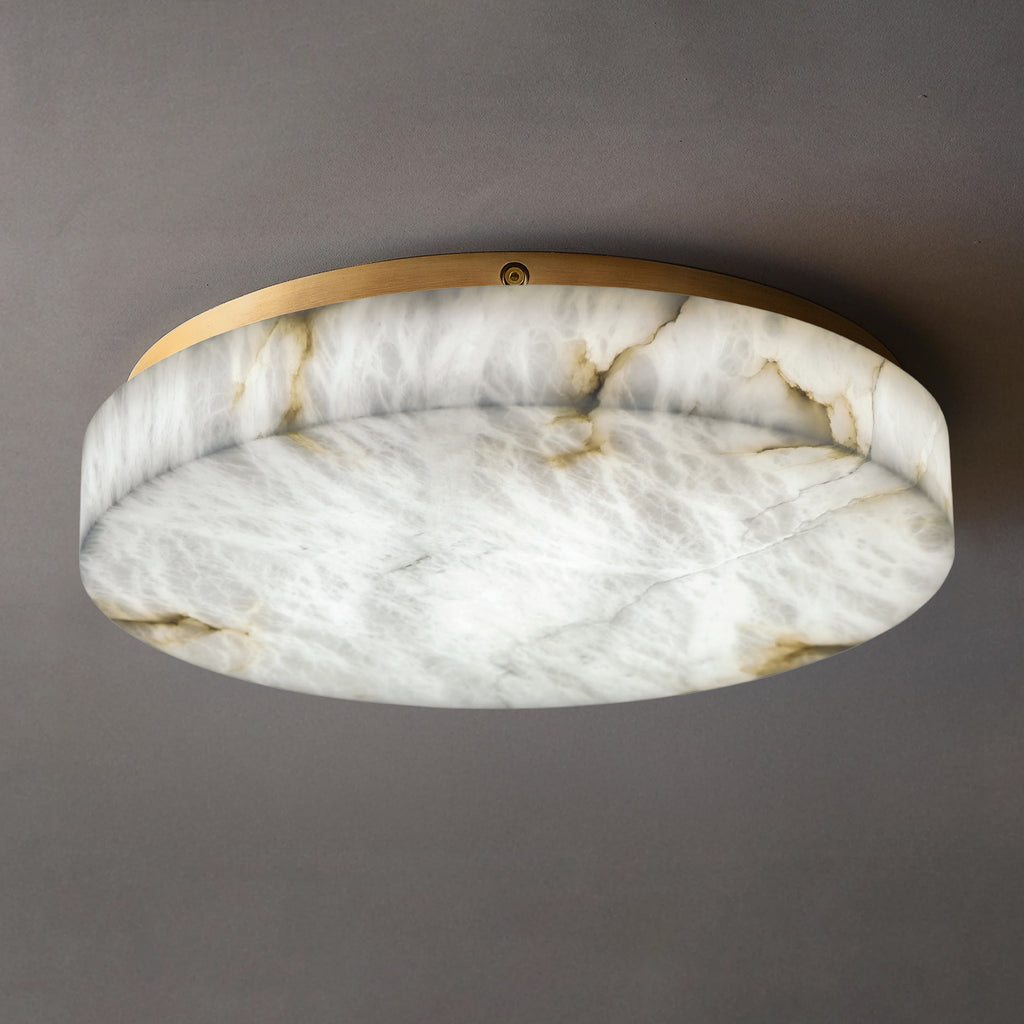 61 cm Alabaster Round Flush Mount - Rivage Lisse