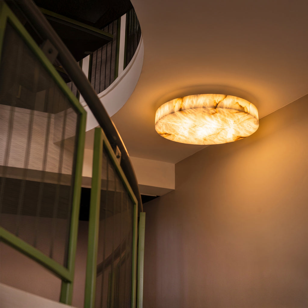 61 cm Alabaster Round Flush Mount - Rivage Lisse