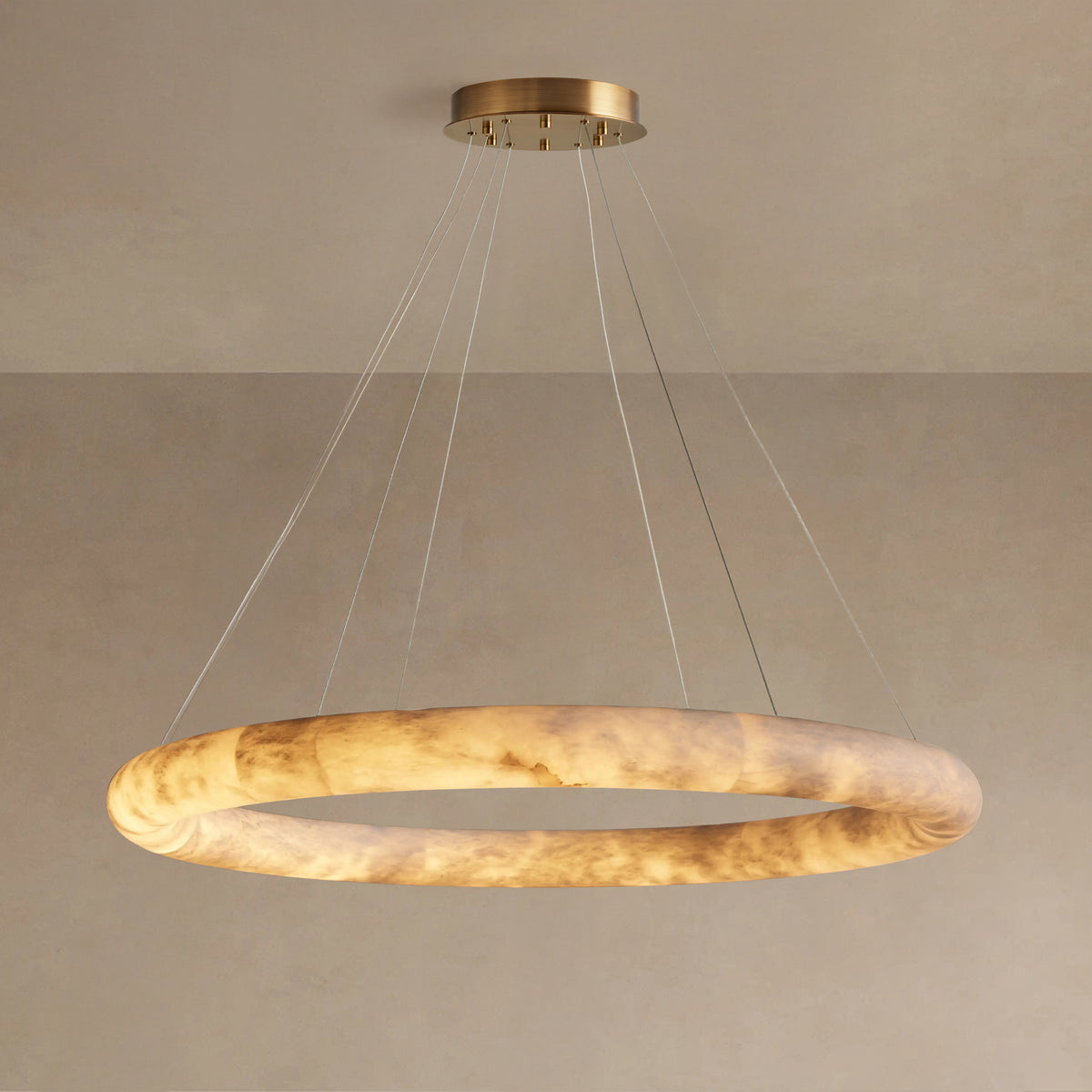 122 cm Alabaster Halo Chandelier - Rivage Lisse