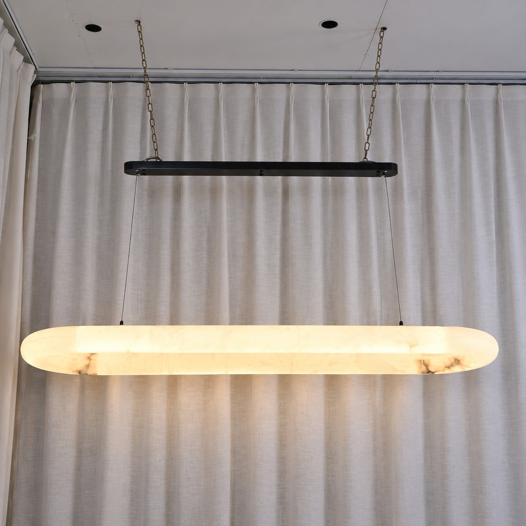 145 cm Alabaster Oval LED Chandelier - Rivage Lisse