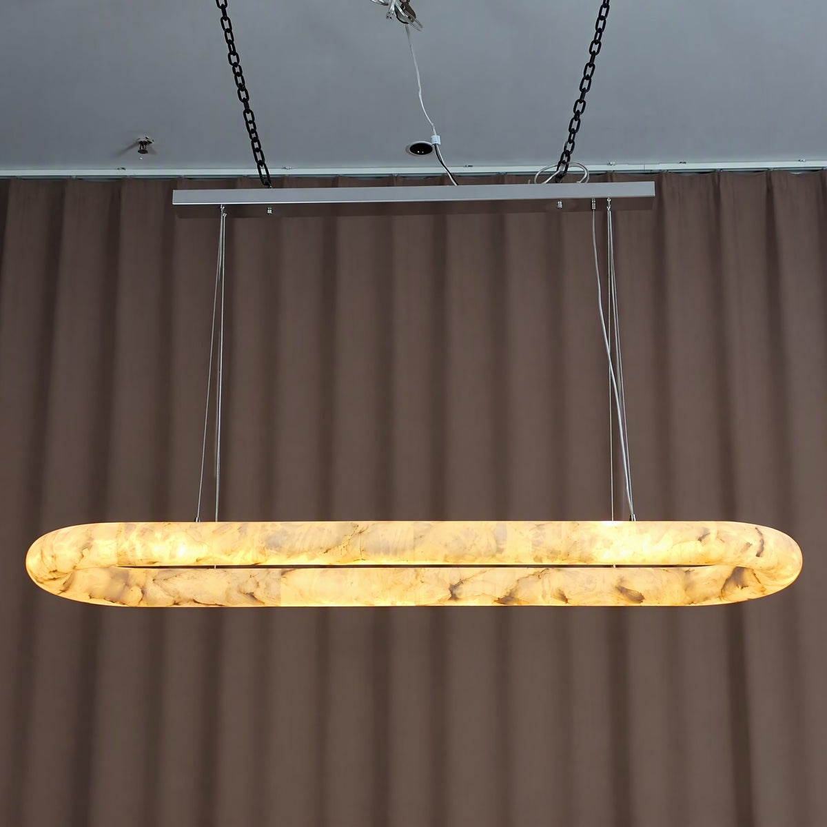 145 cm Alabaster Oval LED Chandelier - Rivage Lisse
