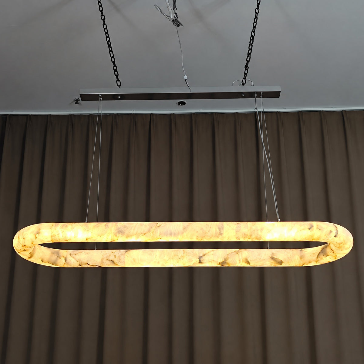145 cm Alabaster Oval LED Chandelier - Rivage Lisse