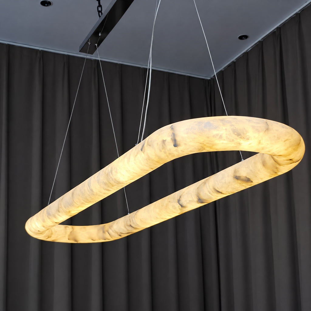 145 cm Alabaster Oval LED Chandelier - Rivage Lisse