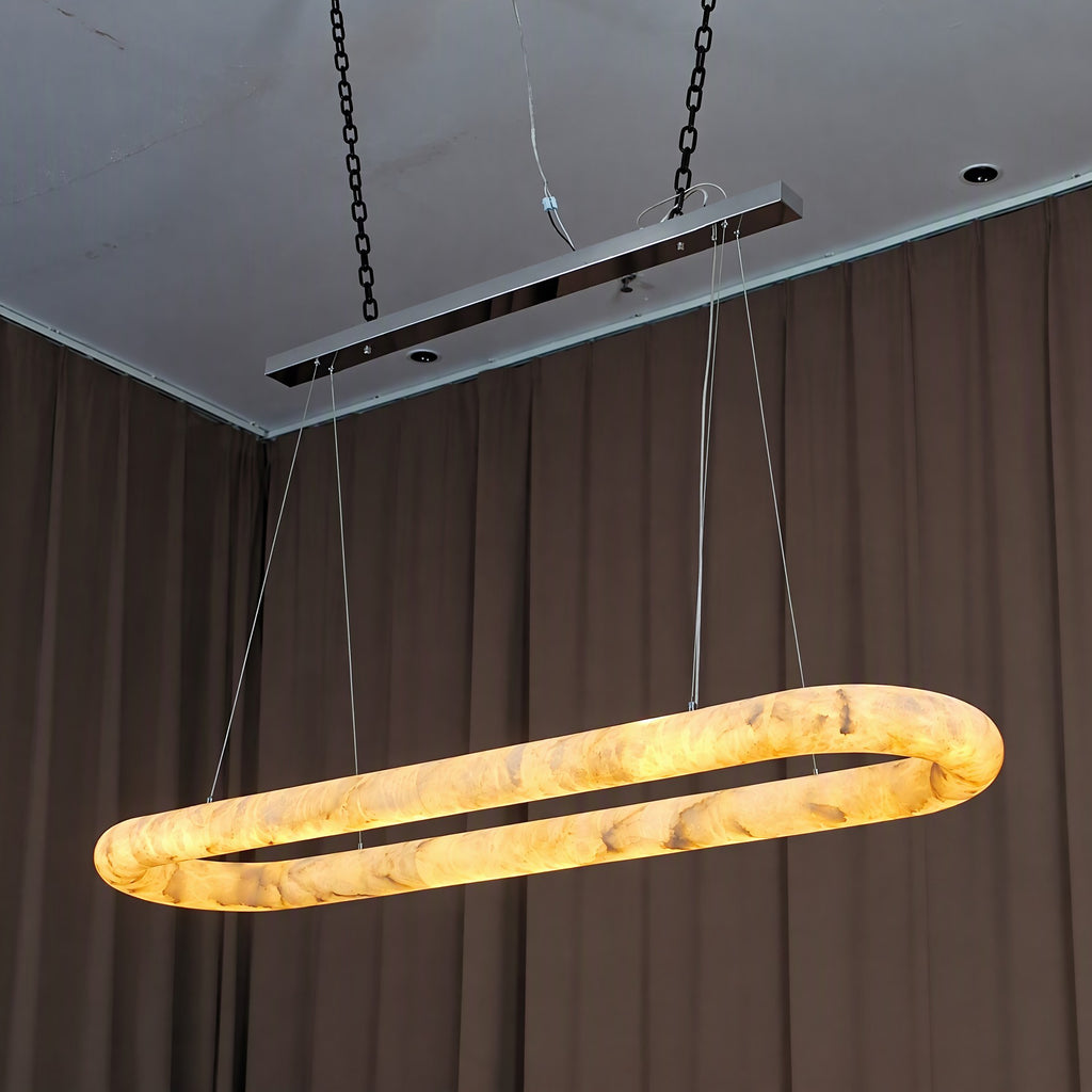 145 cm Alabaster Oval LED Chandelier - Rivage Lisse