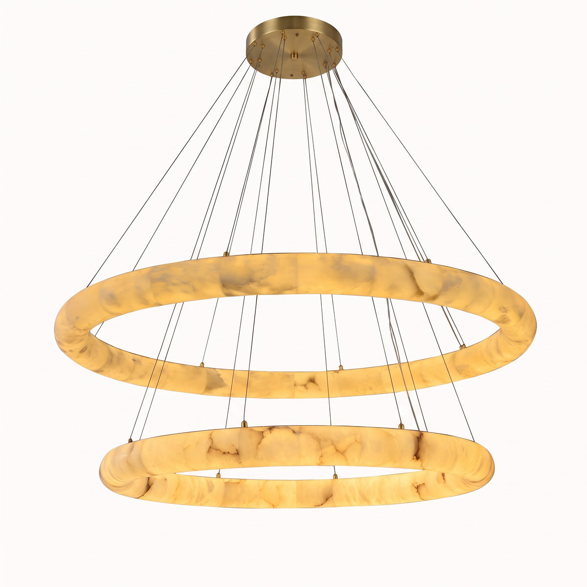 152 cm Tiered Alabaster Halo Chandelier - Rivage Lisse