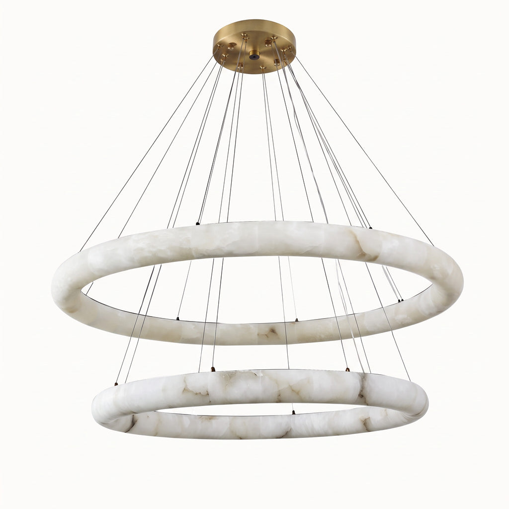 152 cm Tiered Alabaster Halo Chandelier - Rivage Lisse