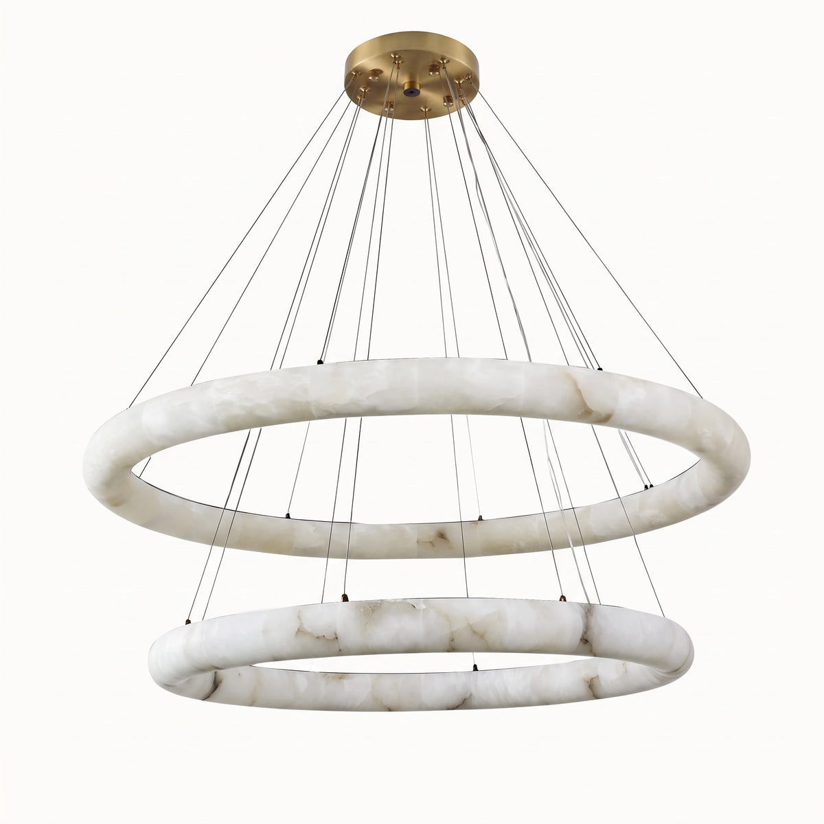 152 cm Tiered Alabaster Halo Chandelier - Rivage Lisse