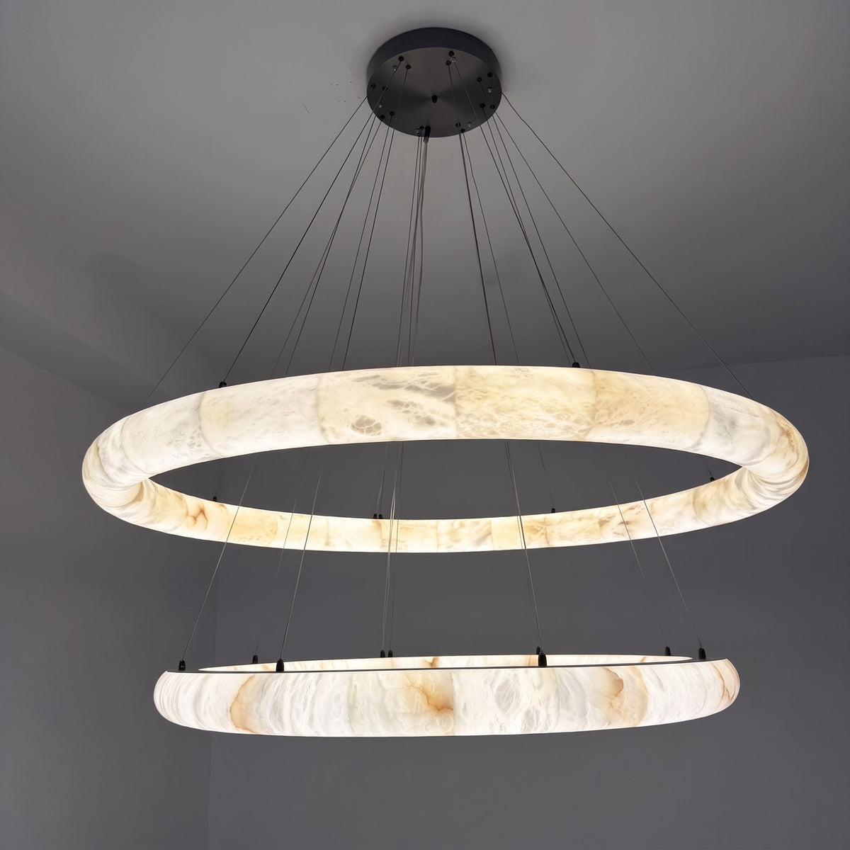 152 cm Tiered Alabaster Halo Chandelier - Rivage Lisse