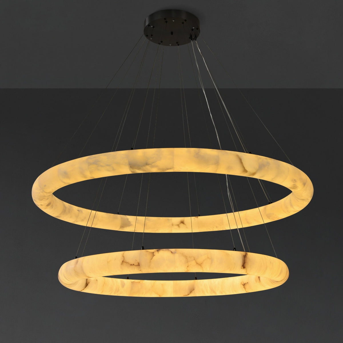 152 cm Tiered Alabaster Halo Chandelier - Rivage Lisse