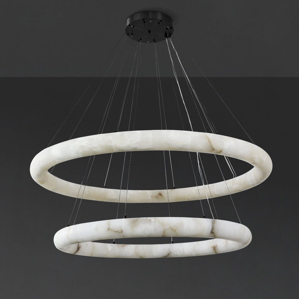 152 cm Tiered Alabaster Halo Chandelier - Rivage Lisse