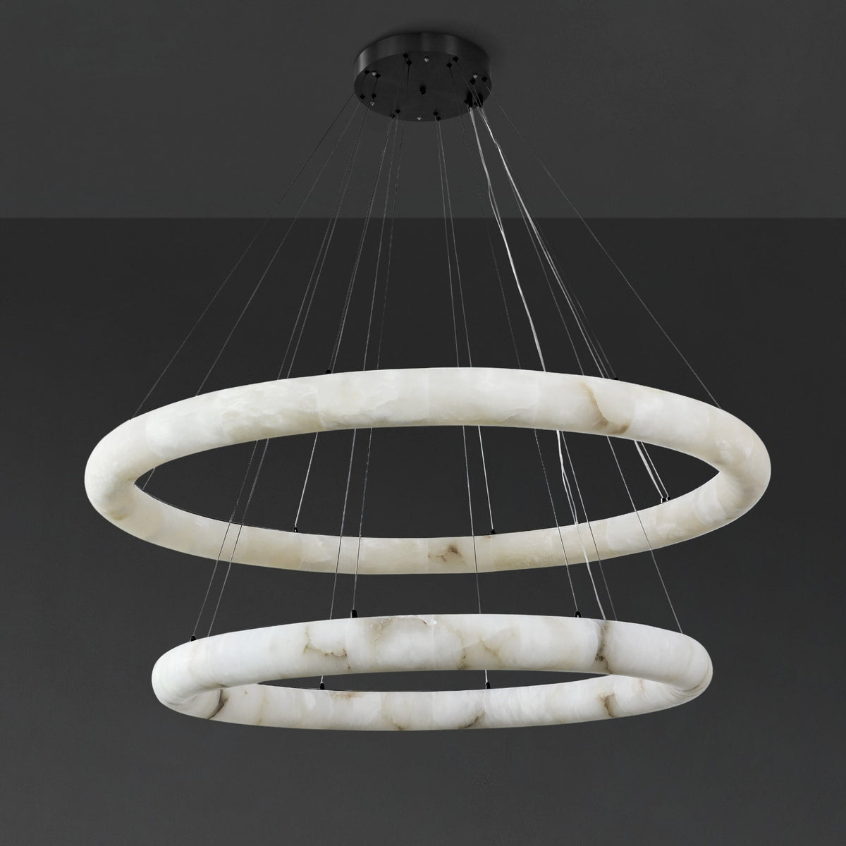 152 cm Tiered Alabaster Halo Chandelier - Rivage Lisse