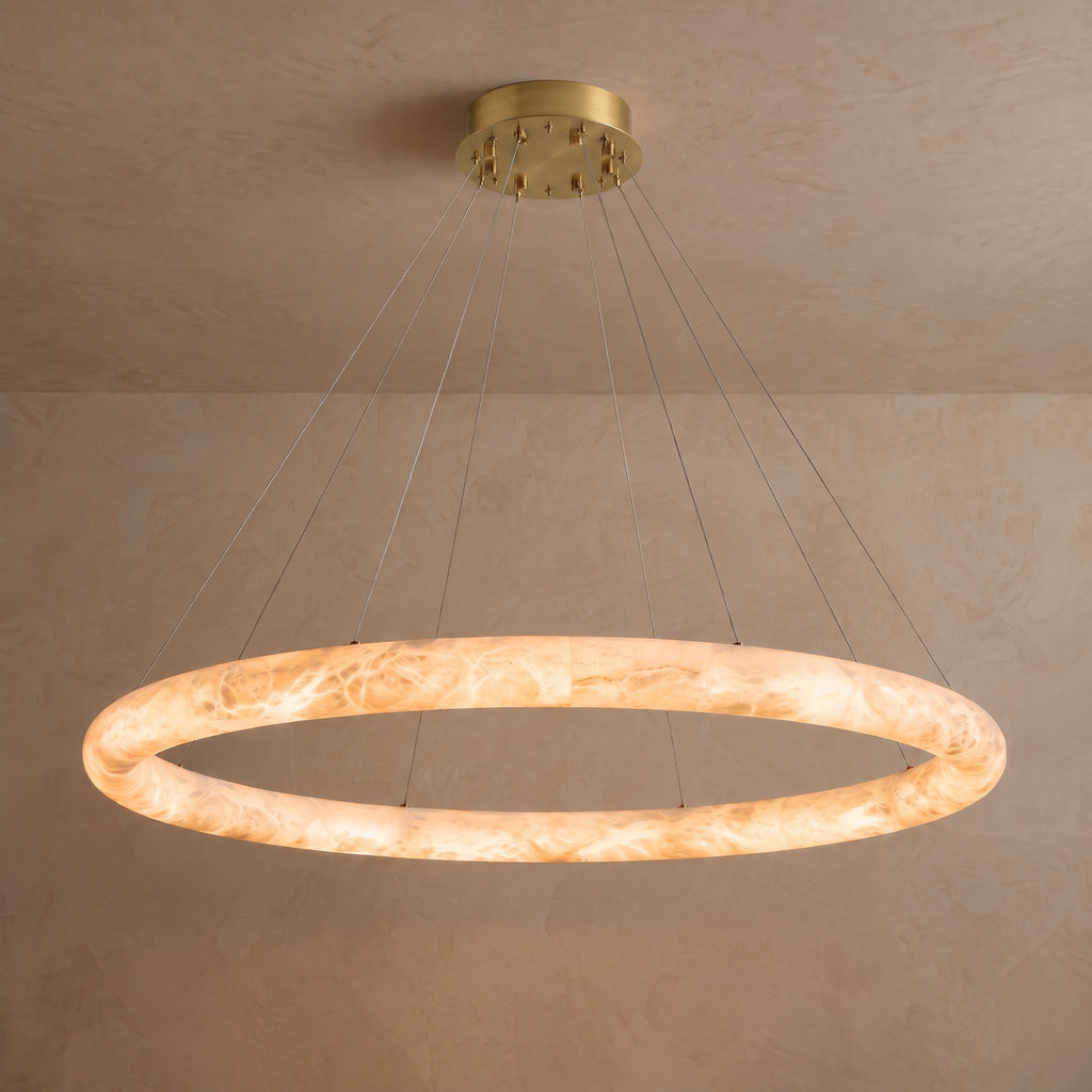 60 Inch Alabaster Halo Chandelier - Rivage Lisse