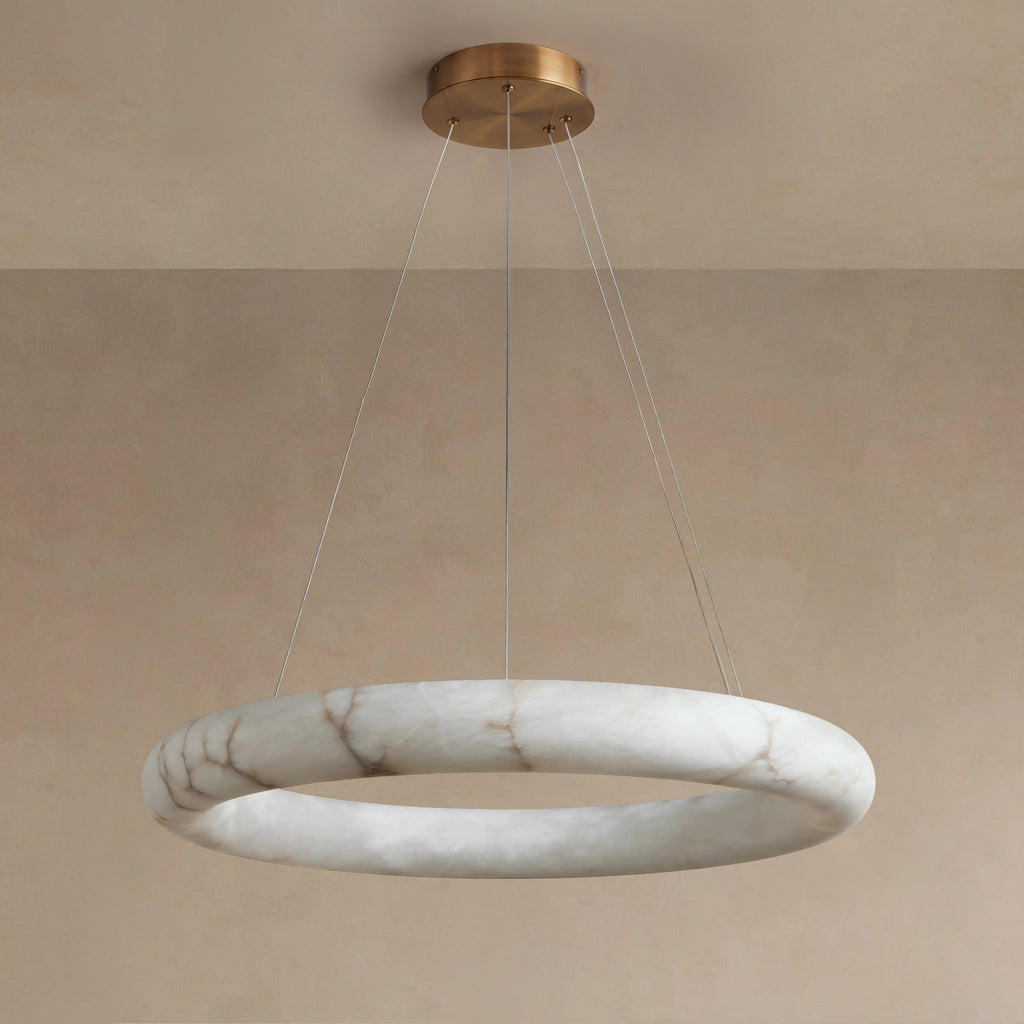 91 cm Alabaster-Halo-Kronleuchter – Rivage Lisse